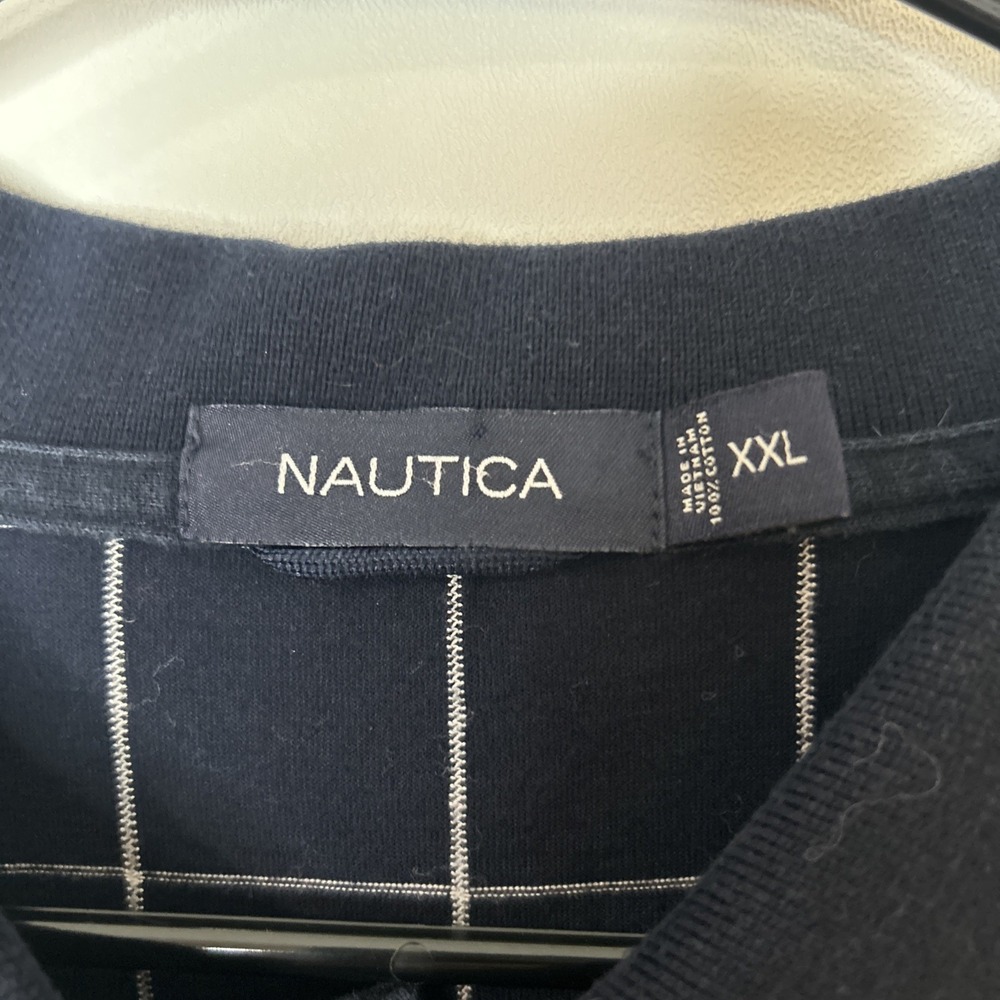 Nautica Navy/White Plaid Mens Cotton Polo Shirt Size XXL - Picture 3 of 8